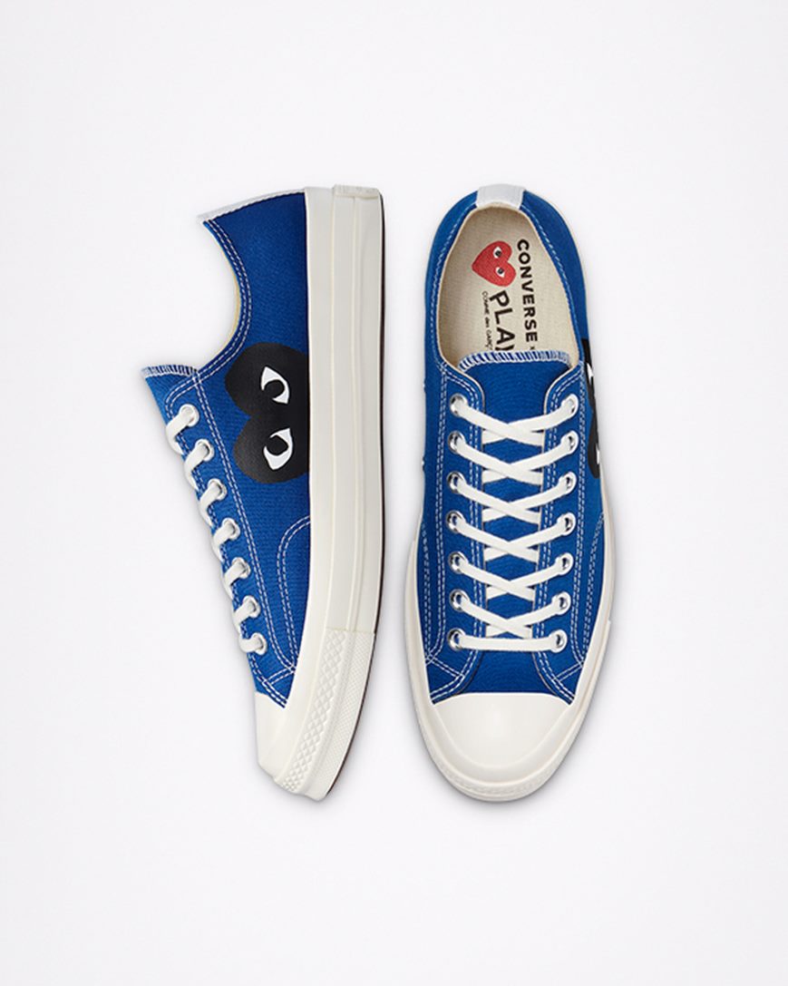 Tenis Converse x Comme des Garçons PLAY Chuck 70 Cano Baixo Masculino Azuis Pretas | PT X0543P8